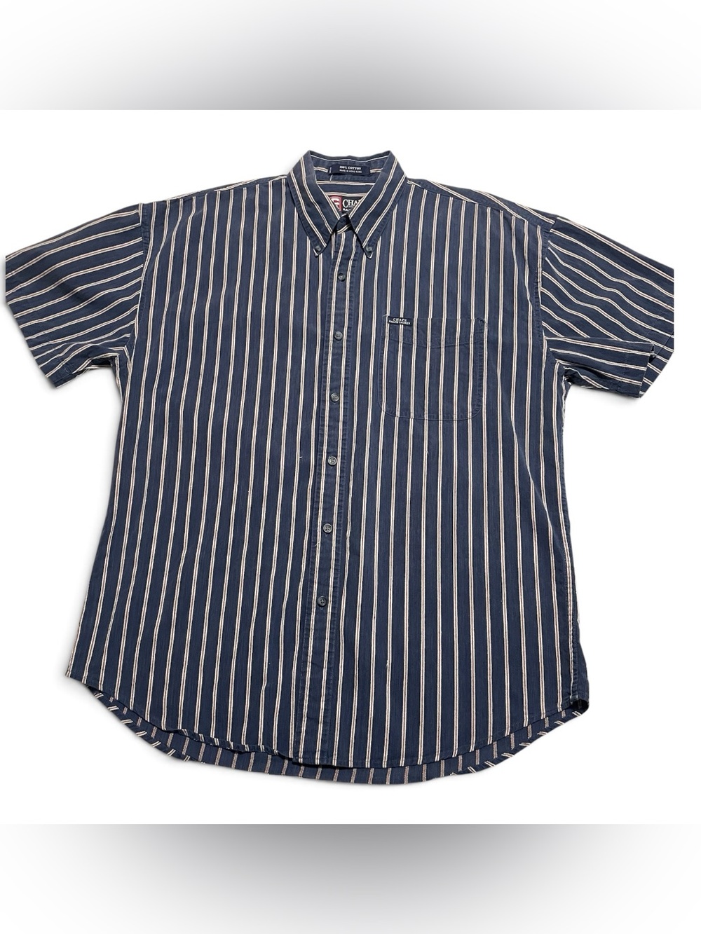 Ralph Lauren Polo Men’s Navy Cotton Striped Short-Sleeve Button-Down Shirt L